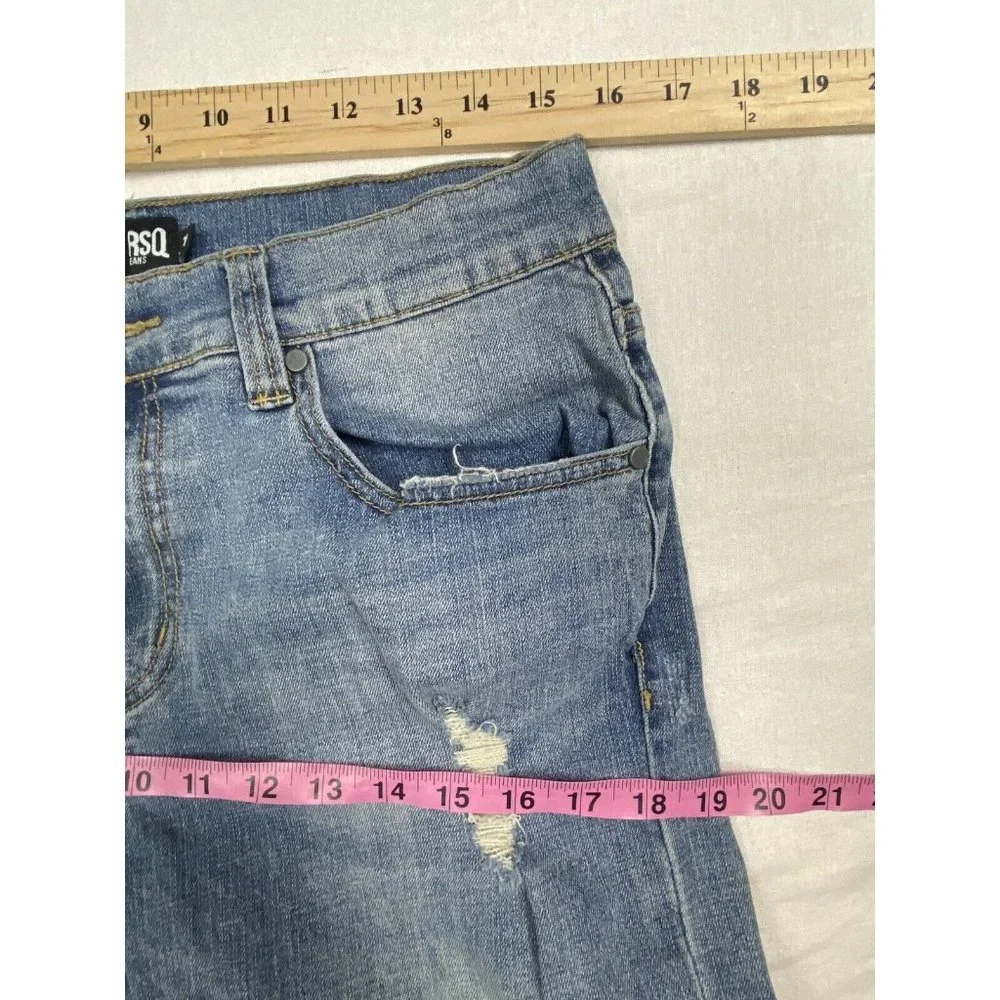 RSQ Jeans 31x32 Brooklyn Relaxed Distressed Medium Wash Denim Blue Faded Stretch